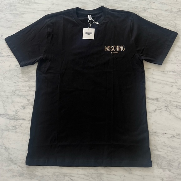 MOSCHINO Swim T Shirt Mens Black Tee Medium - Nwt- Model V3A0706 - Picture 5 of 10